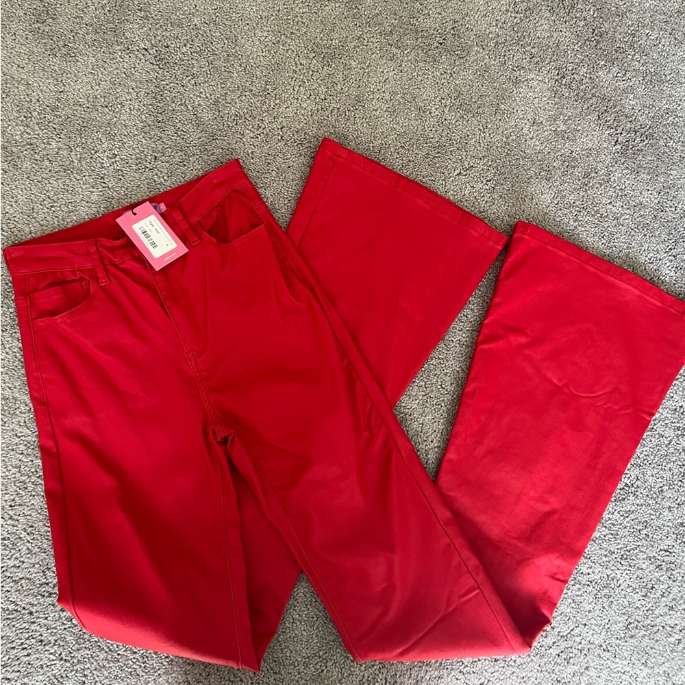 Edikted red faux leather pants